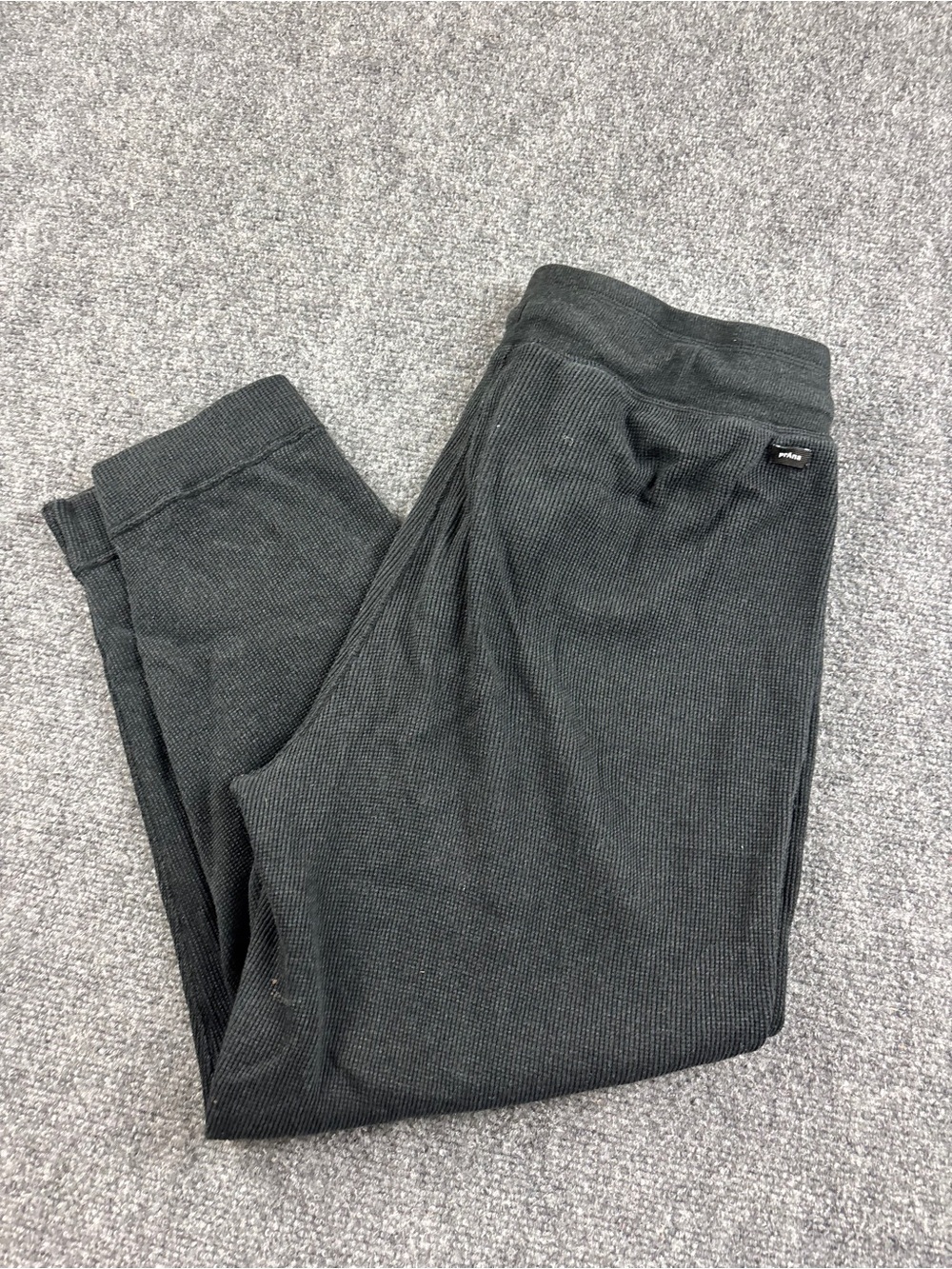 PRANA Mens Charcoal Grey/Black Waffle Knit Joggers Size: Large